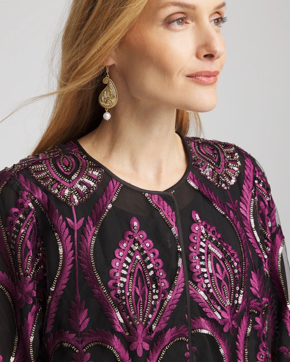 Travelers™ Collection Mesh Embroidered Jacket | Chico's Travelers™ Collection Mesh Embroidered Jacket | Chico's